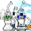 10 tum tjockt glasrökning Bong Hosahs Bubbler Heady Oil Rigs Recycler Dab Rigs 14mm Male Bowl Water Pipes Fab ägg Högkvalitet Blue Purple Green Pink