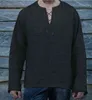 2020 nueva camiseta de lino y algodón para hombre, camisetas de vendaje con cuello en V de Color sólido, camiseta informal de lino de manga larga, camisetas S-4XL G1222