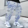 Büyük Yards Kargo Pantolon erkek Baskı Gevşek Rahat Erkek Koşu Yığılmış Sweatpants Erkekler Hip Hop Streetwear S-5XL