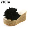 VTOTA Women Slippers Sweet Women Open Toes Summer Shoes High Heel Slippers Women Slides Flowers Platform Wedges Shoes Woman G62 X1020