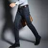 Классические теплые мужские джинсы, черные мужские джинсы из эластичного денима, мужские зимние теплые джинсы с флисовой подкладкой, большие размеры 28-401221a
