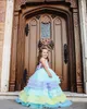 Custom Made Colorful Flower Girl Dresses For Wedding Party Appliqued Princess Toddler Pageant Gowns Tulle Sweep Train First Communion Dress