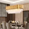 キッチンアイランドのゴールド/クロム照明器具のダイニングルームの高級LED水晶灯のための長方形の現代のシャンデリア照明