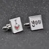 Enamel i love you cufflinks lovers Business suit Shirt cuff links button women men's fashion jewelry Valentine's Day gift will and sandy