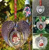 Sublimacja Christmas Ornament Dekoracje Angel Wings Kształt Puste Hot Transfer Drukowanie Dwustronne Drukowanie Choinki Wisiorek