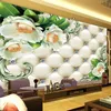 Custom Photo Papel De Parede 3D European Style Soft Case Diamond Flowers Luxury Living Room TV Background Wall Mural Wallpaper