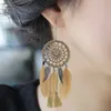 Europa i Ameryka Vintage Pióro Luksusowe Kolczyki Drop Dla Kobiet Etnicznych Folk-Custom Boho Dangle Kolczyk Biżuteria