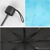 Anti-UV Three Folding Umbrella Water Flowering Bloom Sunny Rainy Umbrellas Black Coating Windproof Solid Short Handle Umbrella WDH0866