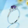 Kuololit Lab Alexandrite Gemstone Ring for Women Solid 925 Sterling Silver Jewelry Round 60 Natural Stone Engagement Promise Y0124004791