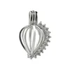 Cubic Zirconia mousserande hjärta Lockets Cage Wish Pearl Love Pendant 925 Sterling Silver Hearts 5 stycken