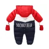 Baby Boy Winter Duck Down Snowsuit Newborn Thick Outerwear Rompers Fleece Liner Baby Snow Wear Hooded Jumpsuit Children Clothes 201030