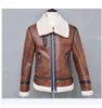 Män Vinterpäls Bälte Faux Läderjacka High Neck Shearling Coat Ullfoder Toppar Långärmad Mens Läder Bomber Vinterrockar