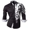 Sportrendy Men Shirts Dress Casual Fashion Long Sleeve Slim Fit Stylish Skull Print Tattoo JZS047 220224