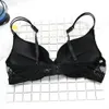 Schwarze BHs für Frauen Sexy Dessous gepolsterte Spitze Bralette Stickerei Plunge Alltag Plunge Push Up 70 75 80 85 90 95 100A B C D E 201202