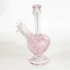 9 pouces en forme de coeur couleur rose narguilés en verre bong dab plates-formes pétrolières bulles conduites d'eau en verre avec un morceau de bol coulissant de 14mm