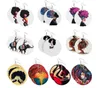 Mode ronde Afrikaanse vrouwen print oorbellen houten geschilderde oorbellen etnische stijl oorbel daling Dangle oorbellen set