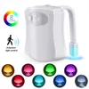 Inodoro inteligente Luz nocturna Lámpara LED Baño Movimiento activado PIR Retroiluminación RGB automática para inodoros Luces de tazón