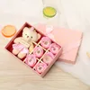 6 Soap Flowers Creative Simulation Rose Soap Fower Gift Box Bear Christmas Valentines Day Gift W-00640