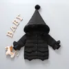 아기 소녀 재킷 키즈 여자 패션 코트 따뜻한 솔리드 모피 칼라 까마귀 겨울 소녀 옷 유아 의류 어린이 재킷 201104