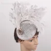 Stingy Brim Hats Red Vintage Headpiece Linen Fascinator Hat For Women Ladies Fedora Cap Formal Dress Wedding Feathers1256o