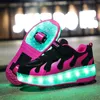 RISRICH Enfants LED chaussures à roulettes de charge usb incandescent allument des baskets lumineuses avec des roues enfants chaussures de patin à roulettes pour garçon filles LJ201027