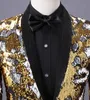 Brillant Or Sequin Tuxedo Costume Homme Col Châle Slim Fit Gliiter Robe Costumes Hommes Fête De Mariage Dîner De Bal Terno Masculino 4XL 201105