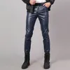 PU Leather Pants Men Slim Fit Fashion عارضة عالي الجودة سحاب نحيف النحيف Faux بالإضافة إلى حجم 38 200930