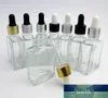 30ml Empty Clear Square Glass Bottles Eye Dropper Aromatherapy Perfume 1oz Transparent Glass Dropper Vials