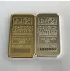 10 st icke magnetiskt Amerian Coin JM Johnson Matthey 1 oz Pure 24k Real Gold Silver Plated Bullion Bar med olika serienummer3891558