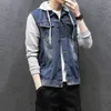 New Denim Jacket Men Hooded Sportswear Outdoors Casual Fashion Jeans Jackets Hoodies Cowboy Mens Jacket and Coat Plus Size 5XL 201116