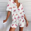 2020 Moda Pijama Conjuntos Mulheres Manga Curta Tops + Shorts Conjunto de Nightwear Pijamas Mulheres Verão Sleepwear 2 Pçs / Set Venda Quente Y200708