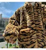 Mężczyźni Faux Fur Płaszcz Zimowe puszyste puszyste długie rękawy ciepłe kurtki Lopard Print Owezyjsza luksusowa kurtka Fur Fur Elegancka męska