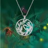 Unika smycken högkvalitativ Sterling Sier Circle Pendant Pave White Sapphire Plant Flower Women ClaVicle Necklace Gift