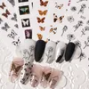 Leaf Butterfly Black White Flower Nail Sticker Sexy Leopard Animal Decal Rose Geometry Self-Adhesive Nail Decoration