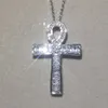 Handgefertigte Halskette mit großem, exquisitem Bibel-Jesus-Kreuz-Anhänger aus 925er-Sterlingsilber für Frauen, Kruzifix-Charm, Pave-Quadrat-Simulationsdiamant-Schmuck