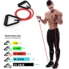 Bandes de résistance à 5 niveaux avec poignées Yoga Pu corde élastique Fitness exercice Tube bande pour les entraînements à domicile musculation 1103170