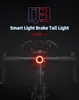 Rockbros Bisiklet Tail Işık MTB Yol Bisikleti Gece Arka Işıklar Akıllı Fren Sensörü UYARI LAMBA Su geçirmez bisiklet aksesuarları9522134