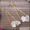 Dangle Lustre Irregar Cristal Naturel Pierre Plaqué Or À La Main Boucles D'oreilles Dangle Party Club Décor Bijoux Pour Femmes Fille