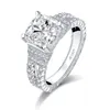 AINUOSHI moda argento sterling 925 3.0ct taglio cuscino Halo anello di fidanzamento diamante simulato matrimonio 9x9mm anello nuziale gioielli Y200107