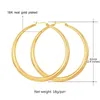 Véritable or 18 carats plaqué argent grandes boucles d'oreilles créoles pour femme grand cercle rond en acier inoxydable créoles boucle d'oreille légère sans fondu couleur joli cadeau de bijoux 6 cm