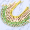 Iced out women hip hop cuban chain bracelet bangle with yellow pink green blue enamel rainbow wedding party bracelet jewelry312S