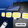 240COB Solar Außenlampe Vier Kopf Weitwinkel Beleuchtung Bewegungssensor Solarlicht Wasserdicht Garten Flutlicht Lampen Wandleuchten