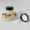 200 x 15 Frostglas-Cremegläser mit weißem Siegel, goldfarbenen schwarzen Deckeln für kosmetische Zwecke, 1/2 oz Make-up-Behälter. Gute Qualität
