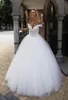 Nouvelle princesse robe de bal robes de mariée chérie hors épaule robes de mariée perlées à plusieurs niveaux tulle dentelle perlée étage longueur robe de mariée