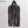 New Arrival Long Style Women 100% Natural Scarves Winter Warm Lady Real Rex Rabbit Mufflrs Knitted Fur Scarf 201018