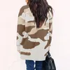 EBAIHUI Camouflage Dames Cardigans Long Sans Boutons Contraste Couleur V-cou Chandail Dames Mi-Longueur Tricoté Cardigan