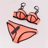 Muxilove 100% Prawdziwe Neoprenowe Klasyczne Design Wyściełane Push Up Bikini Zestaw Kobiety Sexy Swimsuit Swimsuit Swimwear Kostium kąpielowy Biquini Swim Siatek T200708