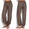 Pantalons Nouvelles femmes lâche taille haute coton lin sarouel solide femmes été automne mode pantalons décontractés femme gympants 201113