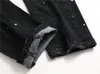 Nowa odznaka męska Rips Elastyczne czarne dżinsy projektant mody Slim Fit Unane Motocycle Denim Spodnie Panelowe spodnie hip hopowe 324V