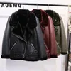 AOEMQ Retro New Fapel و Velvet Pated Fur One Coat Warm Fashion Pu Lamb Lamb Hair Motorcycle Clothing Stuck LJ200825